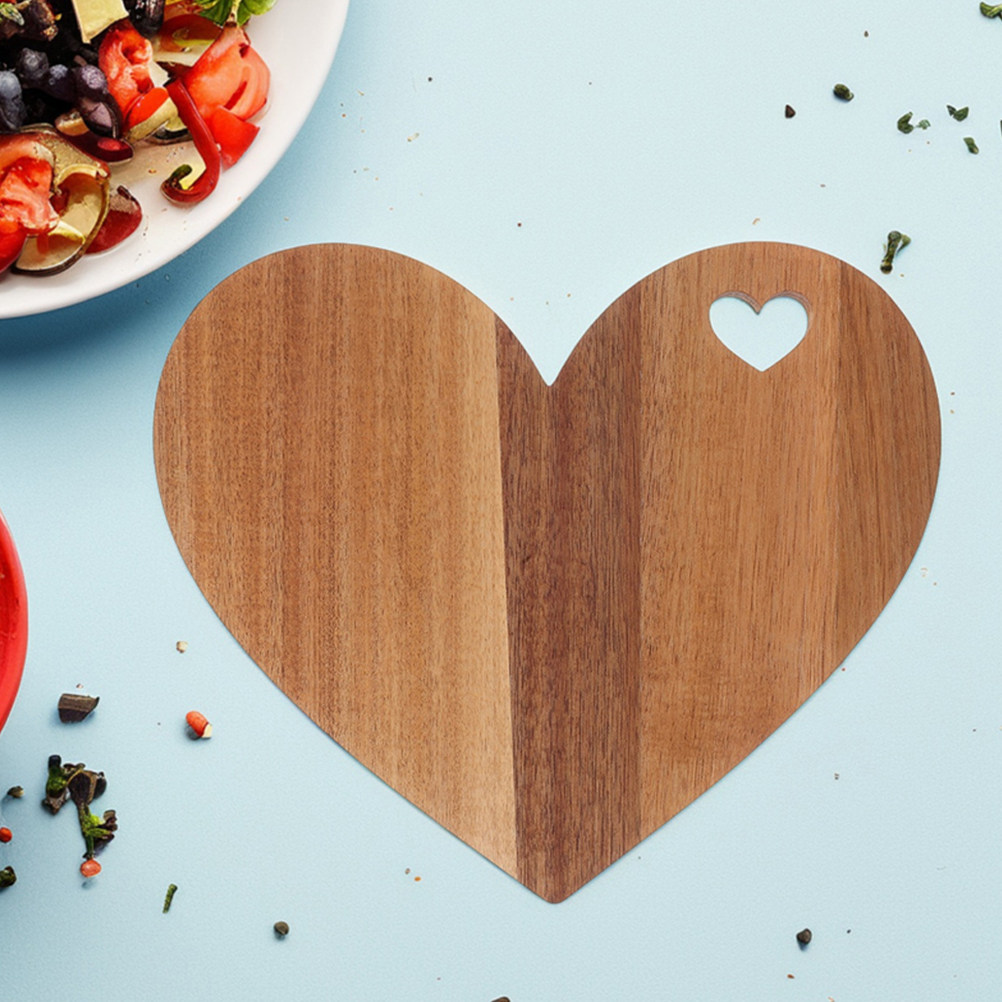 Wooden Serving Tray - 2Pcs Heart Shaped Wooden Cutting Board
