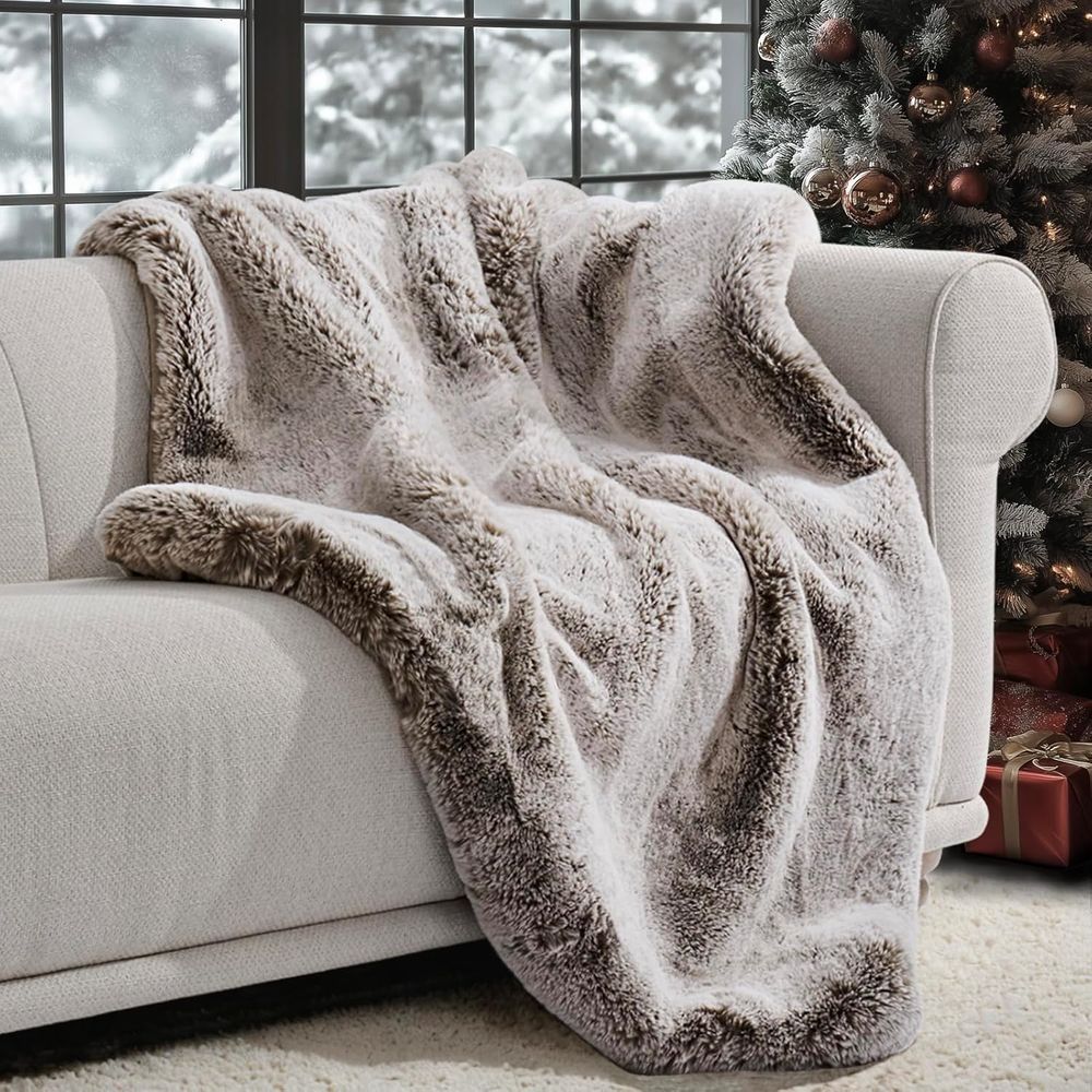 Cashmere Throw Blanket - Luxury Soft Faux Chinchilla Fur Throw