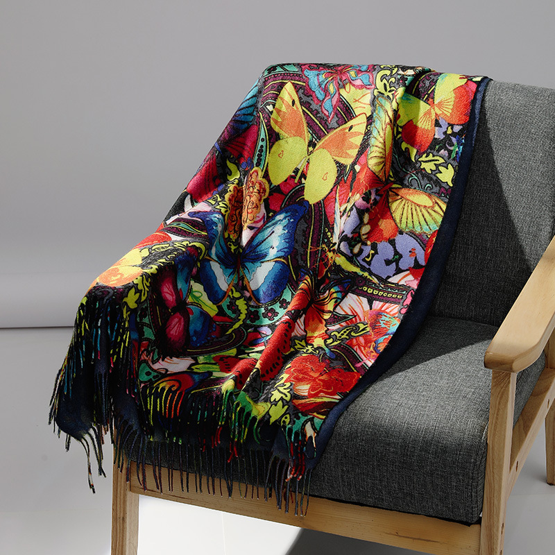 Cashmere Throw Blanket - Luxury Brand Oil Painting Cashmere Scarf