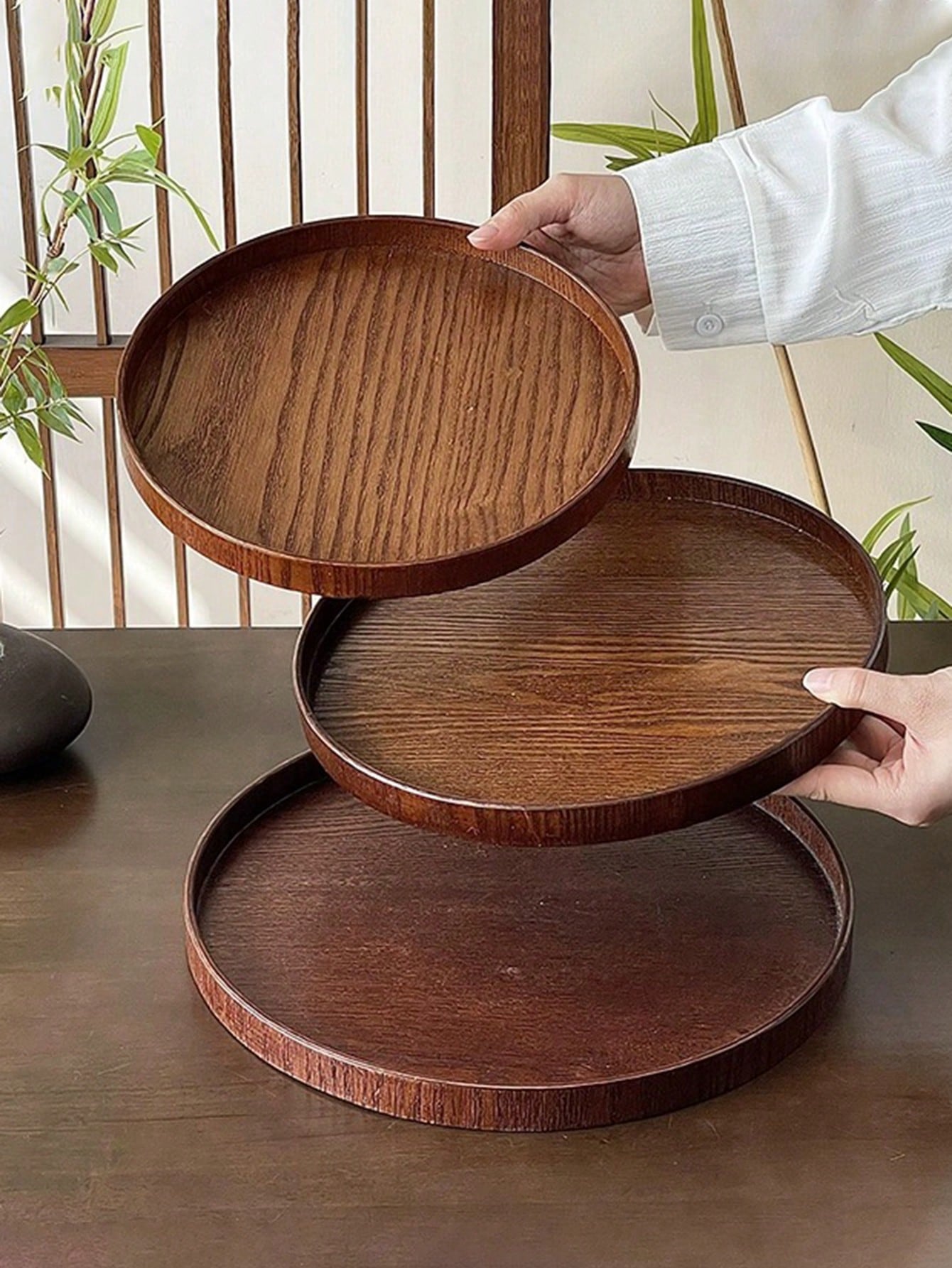 1pc/3pcs Natural Wooden Servin - Wooden Serving Tray 评论和价格