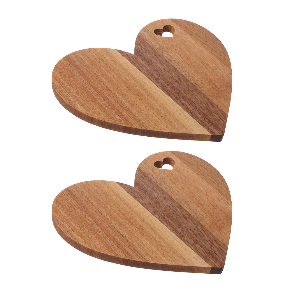 2Pcs Heart Shaped Wooden Cutti - Wooden Serving Tray 评论和价格