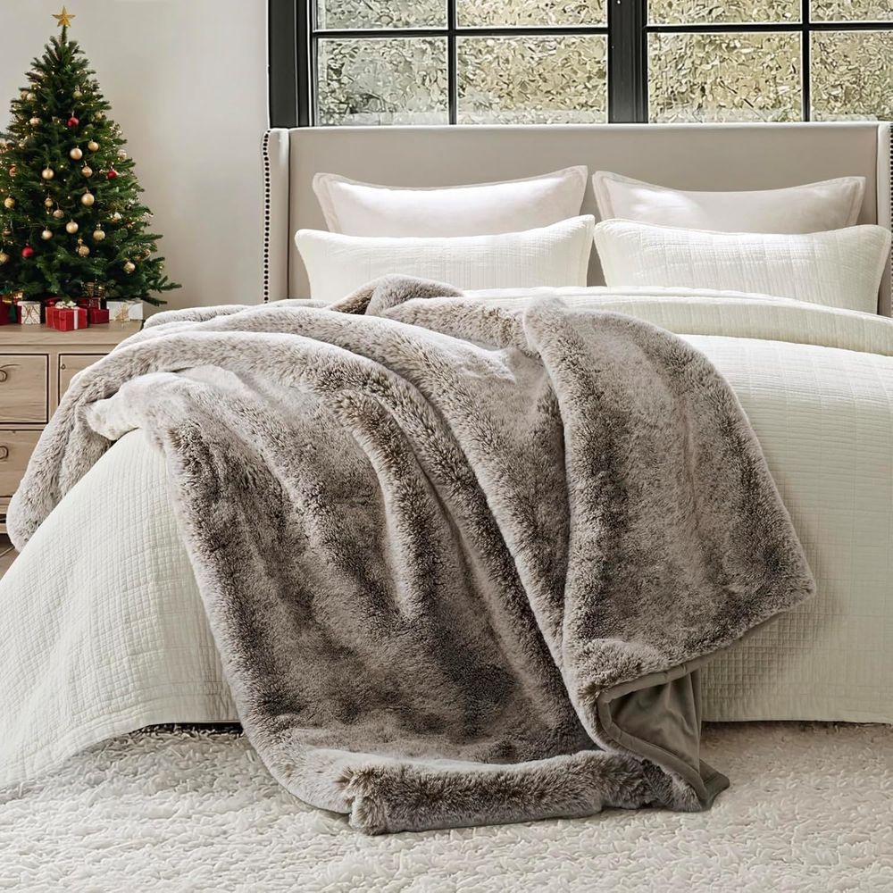Luxury Soft Faux Chinchilla Fu - Cashmere Throw Blanket 评论和价格