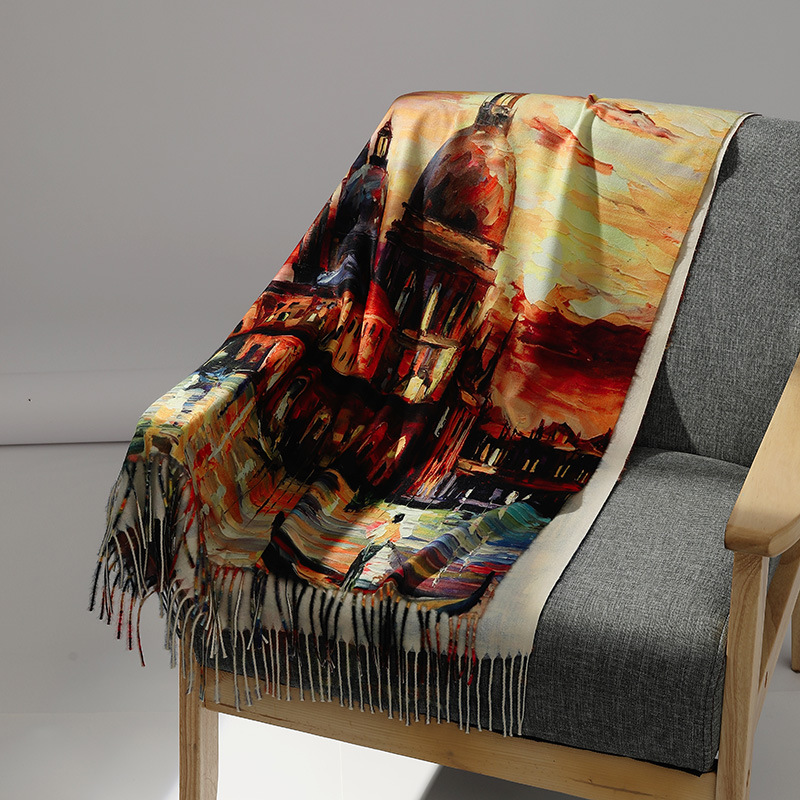 Luxury Brand Oil Painting Cash - Cashmere Throw Blanket 评论和价格