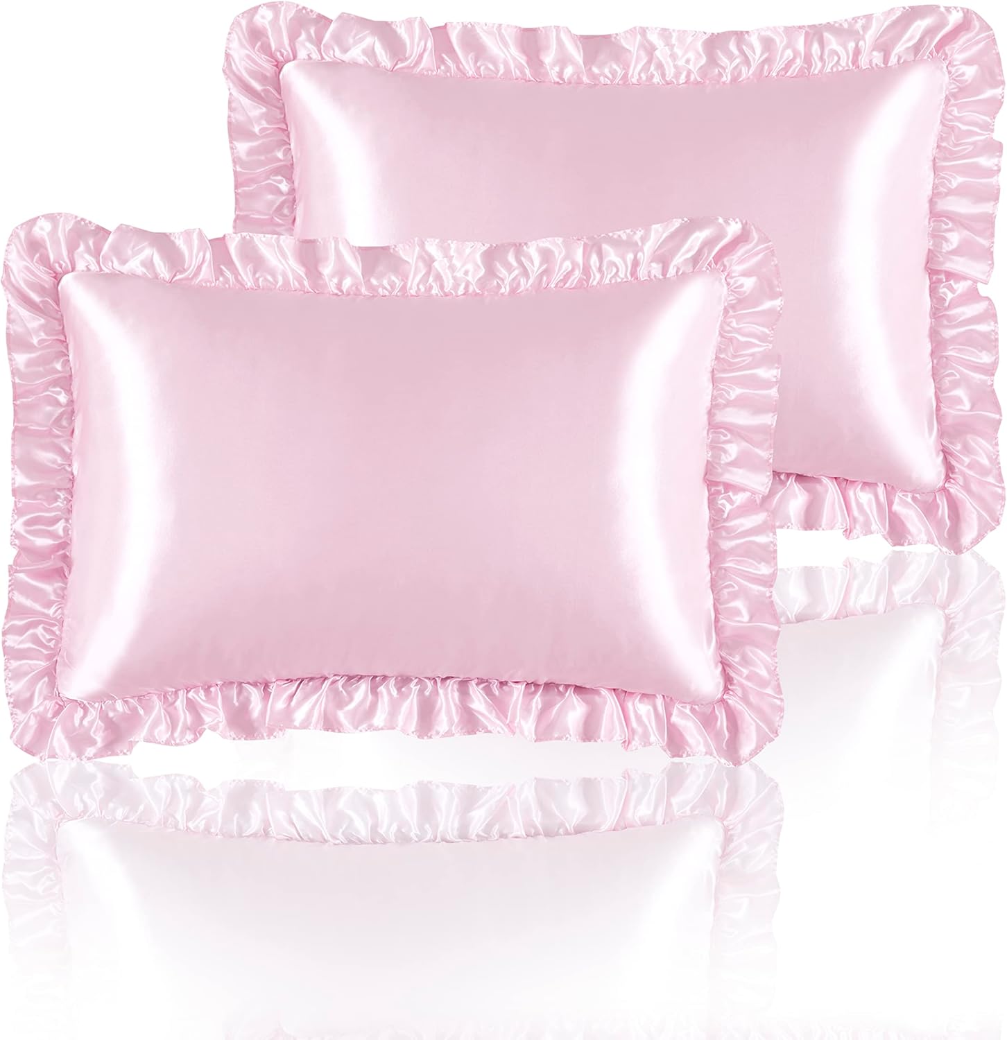 2Pcs Satin Ruffled Pillow Case - Silk Pillowcase Set 评论和价格